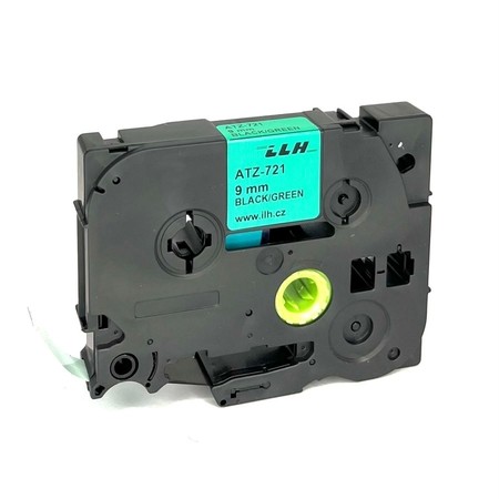 Páska ATZ-721 zelená/čierny tlač, 9 mm 