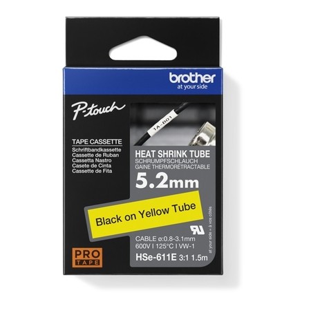 Zmršťovacia bužírka Brother HSE-611E žltá, 5,2 mm