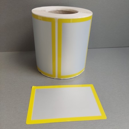 Plastové štítky 90x60 mm strieborné so žltým rámčekom, 500 ks