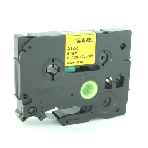 Páska ATZ-611 žltá/čierny tlač, 6 mm 
