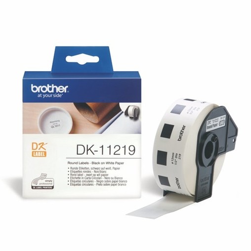 Papierové štítky Brother DK11219 okrúhle, průměr 12 mm, 1200 ks