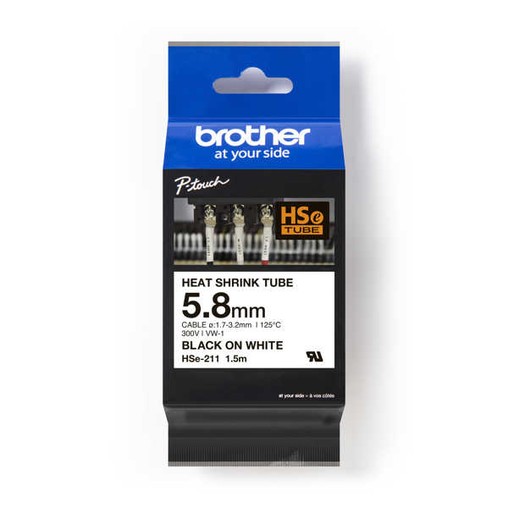 Zmršťovacia bužírka Brother HSE-211 biela, 6 mm