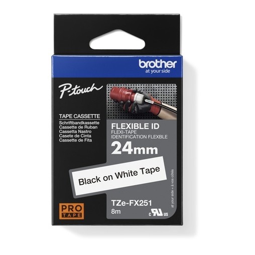 Páska Brother TZE-FX251 biela/čierny tlač, 24 mm, flexibilná 