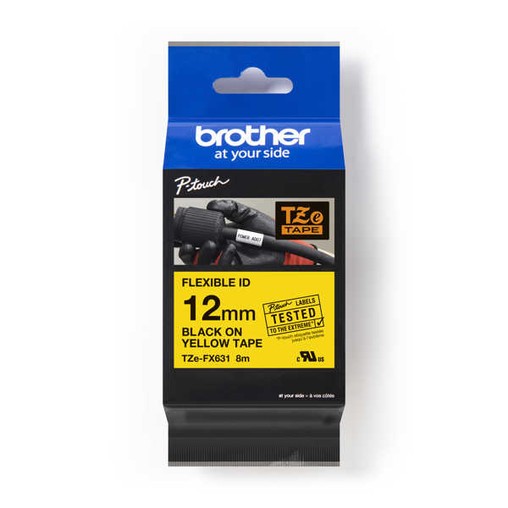 Páska Brother TZE-FX631 žltá/čierny tlač, 12 mm, flexibilná